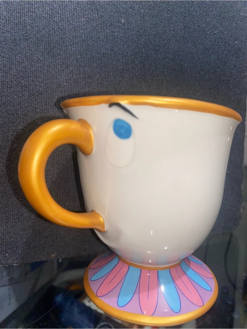 Disney White Ceramic Character Vase with Gold Handle and Multicolor Base